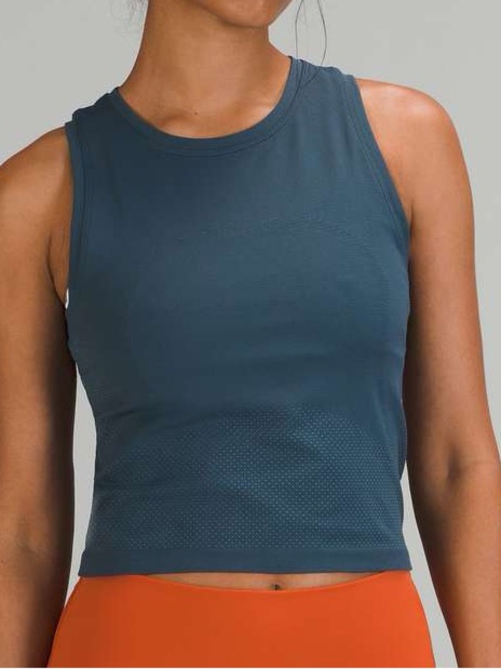 Lululemon Swiftly High Neck Cropped Tank, Iron Blue 14 NWT